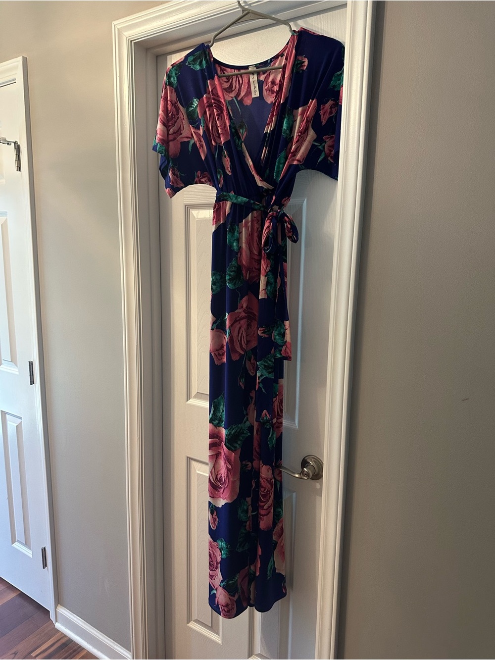 Vanilla Bay Navy Dress with Pink Rose Print